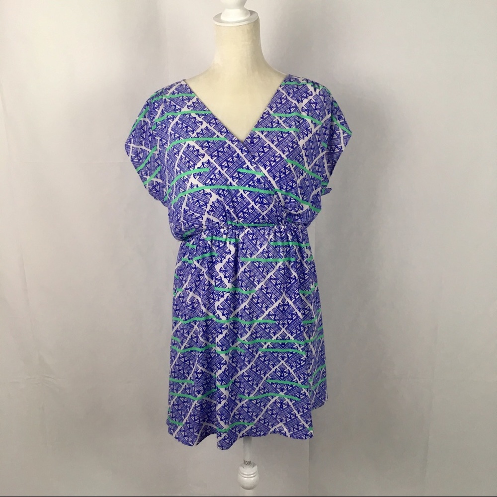 Lush Surplice Printed Cap Sleeve Dress Women Size Large